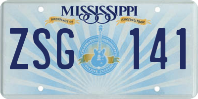 MS license plate ZSG141