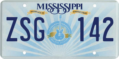 MS license plate ZSG142