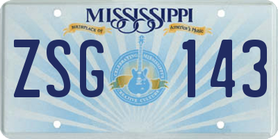 MS license plate ZSG143