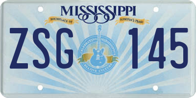 MS license plate ZSG145