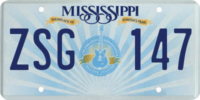 MS license plate ZSG147