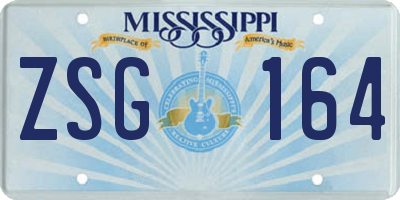 MS license plate ZSG164