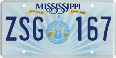 MS license plate ZSG167