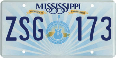 MS license plate ZSG173