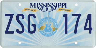 MS license plate ZSG174