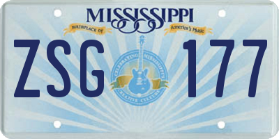 MS license plate ZSG177