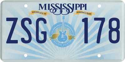 MS license plate ZSG178