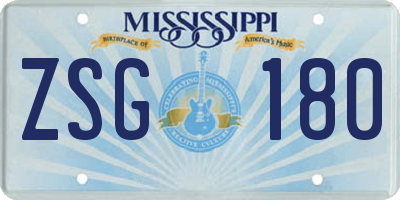 MS license plate ZSG180