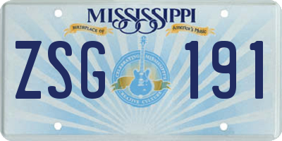 MS license plate ZSG191