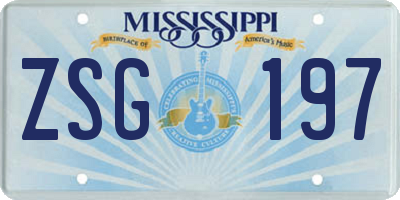 MS license plate ZSG197