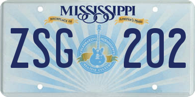 MS license plate ZSG202