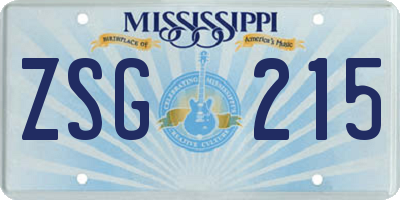 MS license plate ZSG215