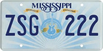 MS license plate ZSG222