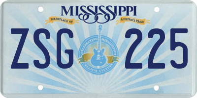 MS license plate ZSG225