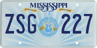 MS license plate ZSG227