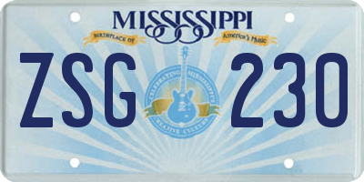 MS license plate ZSG230
