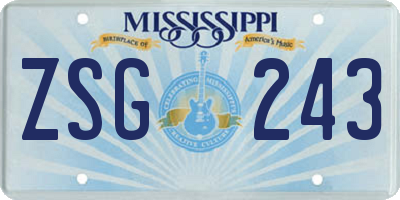 MS license plate ZSG243