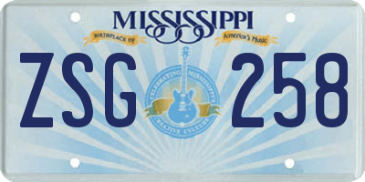 MS license plate ZSG258