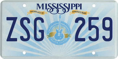 MS license plate ZSG259