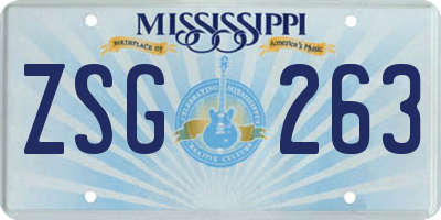 MS license plate ZSG263