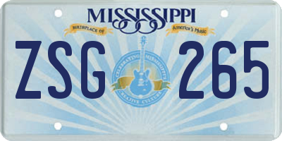 MS license plate ZSG265