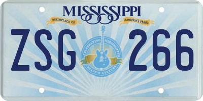 MS license plate ZSG266