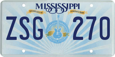 MS license plate ZSG270