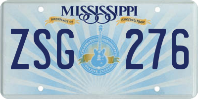 MS license plate ZSG276