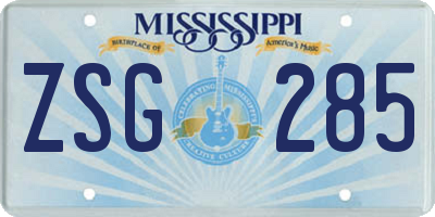 MS license plate ZSG285