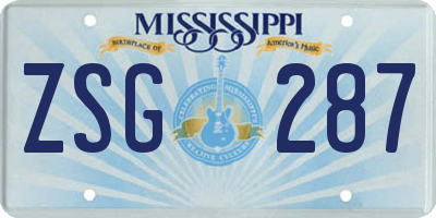 MS license plate ZSG287