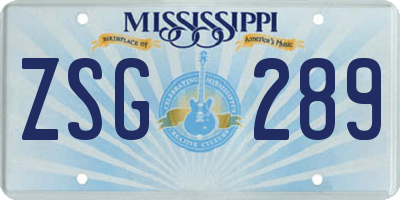 MS license plate ZSG289