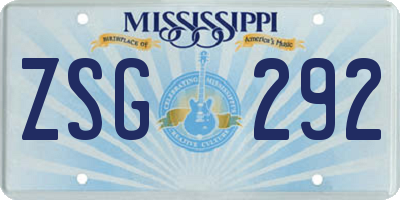 MS license plate ZSG292