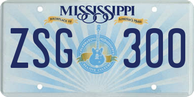 MS license plate ZSG300