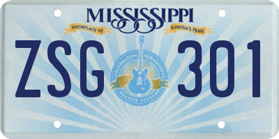 MS license plate ZSG301