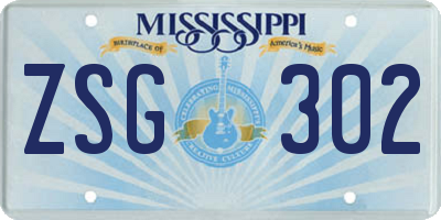 MS license plate ZSG302