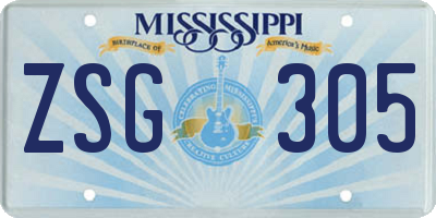 MS license plate ZSG305