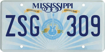 MS license plate ZSG309