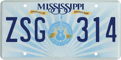 MS license plate ZSG314