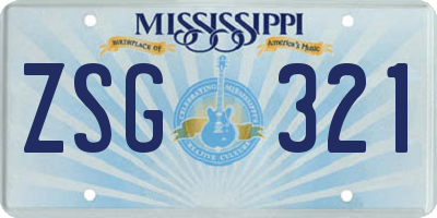 MS license plate ZSG321