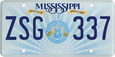 MS license plate ZSG337