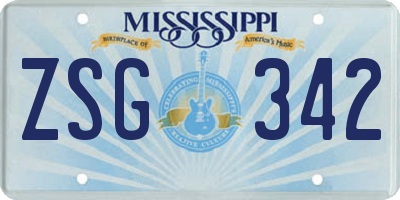 MS license plate ZSG342