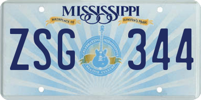 MS license plate ZSG344