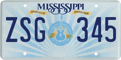 MS license plate ZSG345
