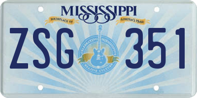 MS license plate ZSG351