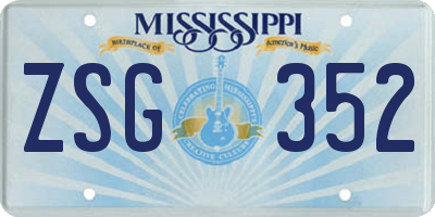 MS license plate ZSG352