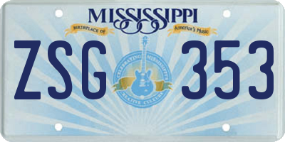 MS license plate ZSG353