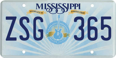 MS license plate ZSG365