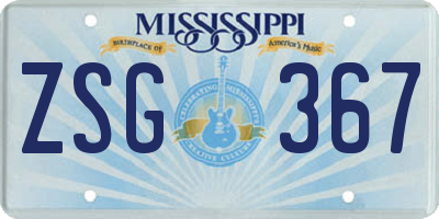 MS license plate ZSG367