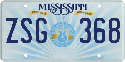 MS license plate ZSG368