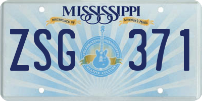 MS license plate ZSG371